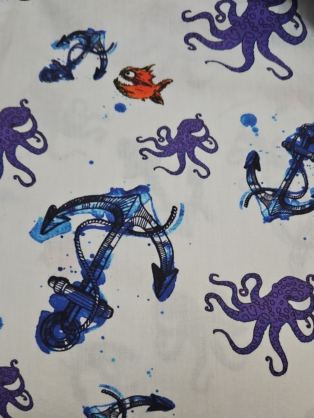 Pirana Joe Octopus & Anchor Print Button Up Shirt Men's Large Short Sleeve - Picture 7 of 9